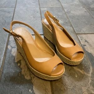 nude patent espadrille wedges size 7